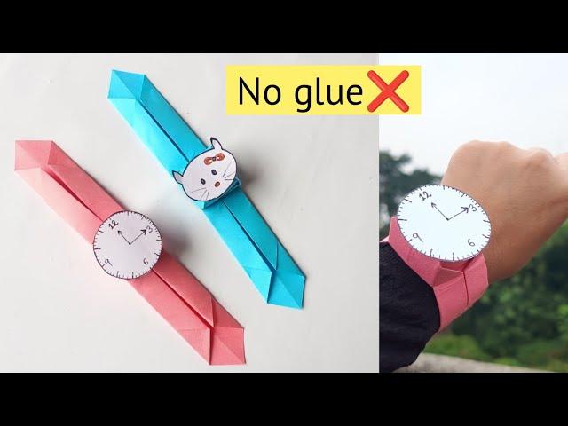 DIY easy paper watch|Origami paper watch|No glue paper watch|No glue paper craft|Watch without glue