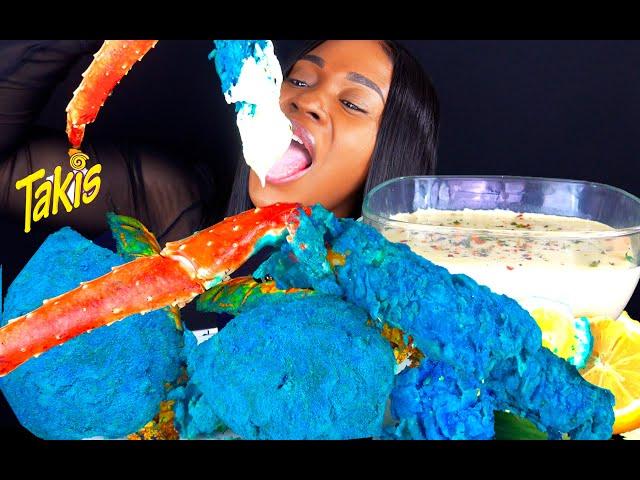 BABY REVEAL! TAKIS BLUE HEAT | FRIED KING CRAB | SEAFOOD BOIL MUKBANG | LOBSTER | ALFREDO SAUCE