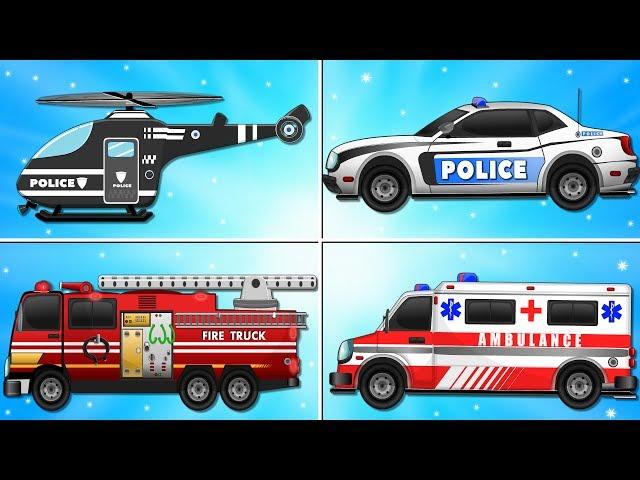 Fire Truck Police Car Emergency Vehicles and Ambulance Garage Car for Kids