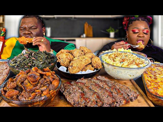 WE ATE THE ULTIMATE SOUL FOOD MUKBANG! | FRIED CHICKEN, MAC N CHEESE, COLLARDS | MUKBANG EATING SHOW