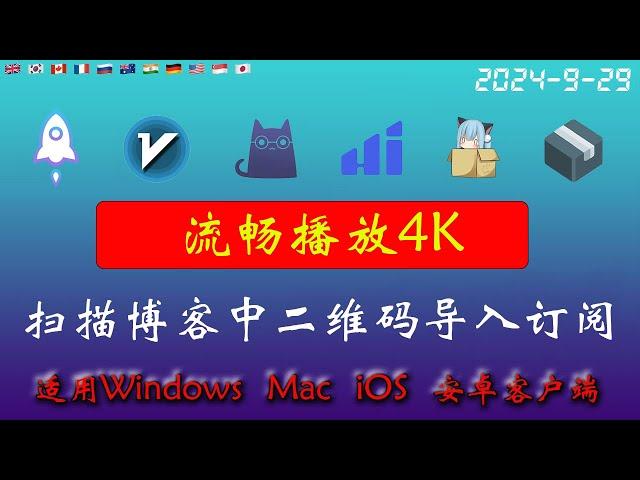 2024年9月29日最新4k节点部分节点支持解锁ChatGPT，稳定4k，自建节点，最高8k，免费节点，节点分享，clash节点，V2ray节点，节点订阅，免费机场，科学上网，小火箭节点，免费翻墙