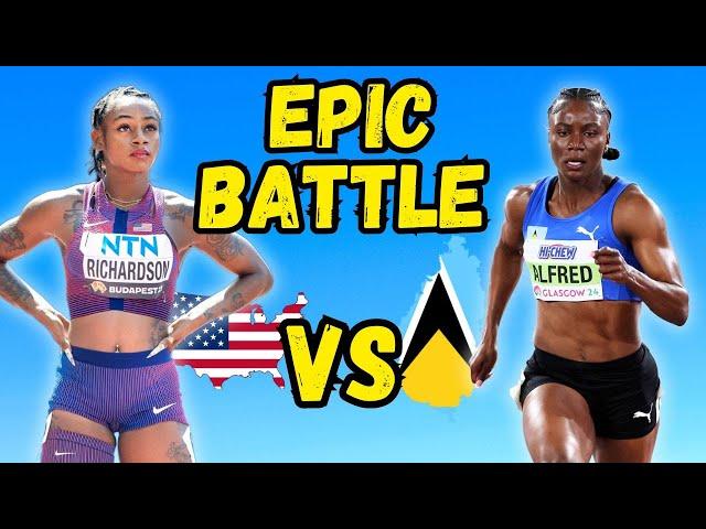 WHAT A RACE !! Sha'Carri Richardson vs Julien Alfred - The 100m Battle 2024