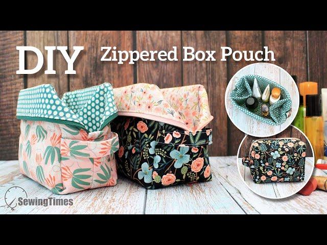 DIY Zippered Box Pouch | Easy way to make cosmetic organizer [sewingtimes]