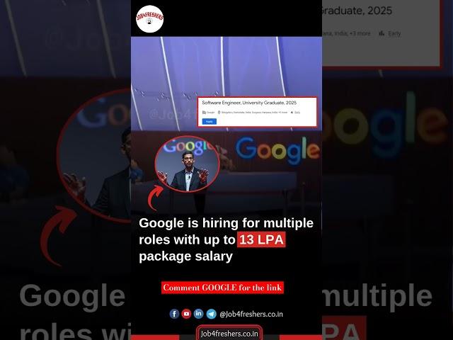 Google hiring 2025 batch | Apply Online Now #job4freshers #jobs