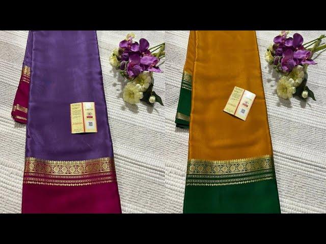  Bentex Border With Colour Pure Mysore Silk Sarees 100Gsm Free Shipping  WhatsappNo 7702225657