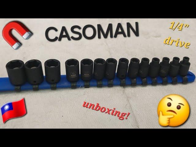 CASOMAN 14PCS 1/4"Drive Magnetic Impact Socket Set, Shallow, 6-Point, Metric, 4mm to 15mm, CR-MO