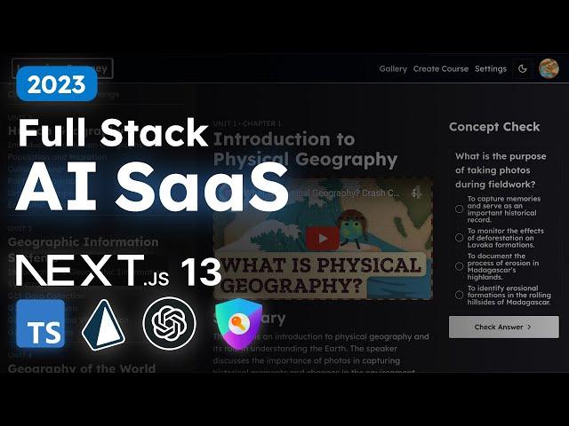 Build & Deploy: Full Stack AI Course Generator SaaS with NextJS 13, OpenAI, Stripe, TailwindCSS