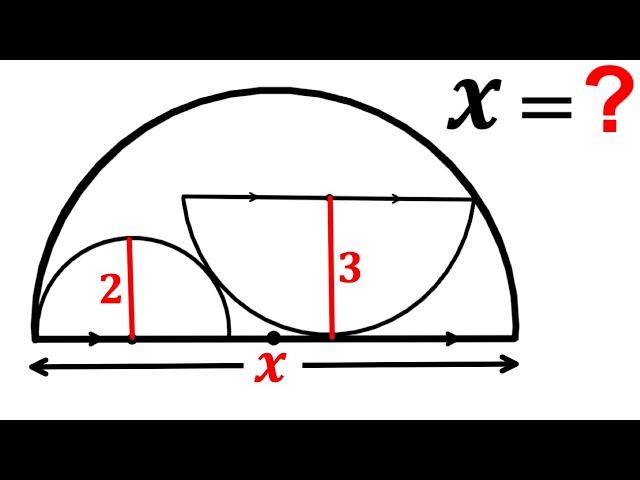 Can you find the length X? | (Semicircles) | #math #maths | #geometry