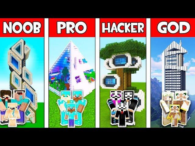 Minecraft - NOOB vs PRO vs HACKER vs GOD : FUTURISTIC HOUSE BUILD CHALLENGE in Minecraft! Animation