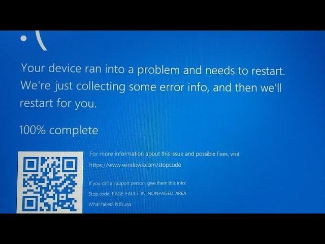 PAGE FAULT IN NOT PAGE AREA || Blue  screen error in Windows 10[SOLVED]