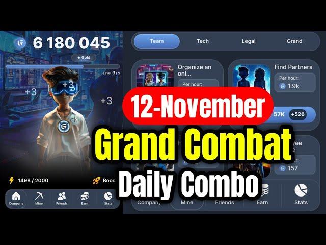 Grand Combat Daily Combo 12 November | Grand Combat Daily Combo Today