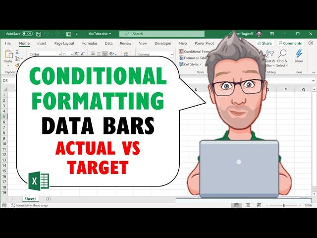 Excel Conditional Formatting Data Bars Actual vs Target -  % Progress Bar