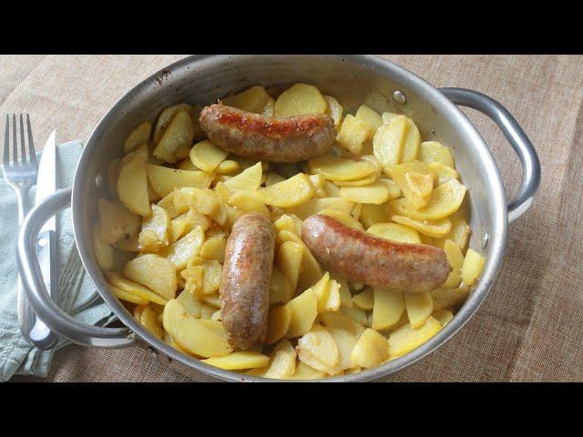 Salsiccia e Patate in Padella - come cuocerle per non farle ATTACCARE e rimanere CROCCANTI