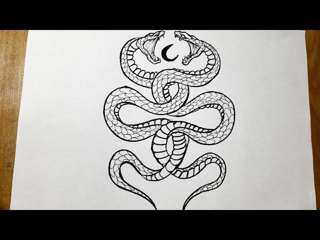 How to draw snake tattoo || Easy tattoo drawing