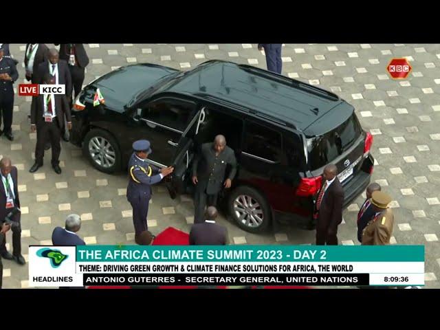 Burundi President Evariste Ndayishimiye arrives at KICC for the African Summit