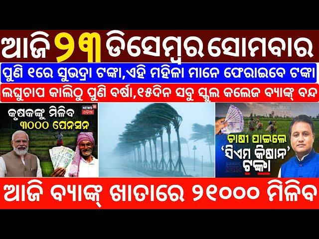 today's morning news odisha/23 December 2024/subhadra yojana online registration/odisha news today