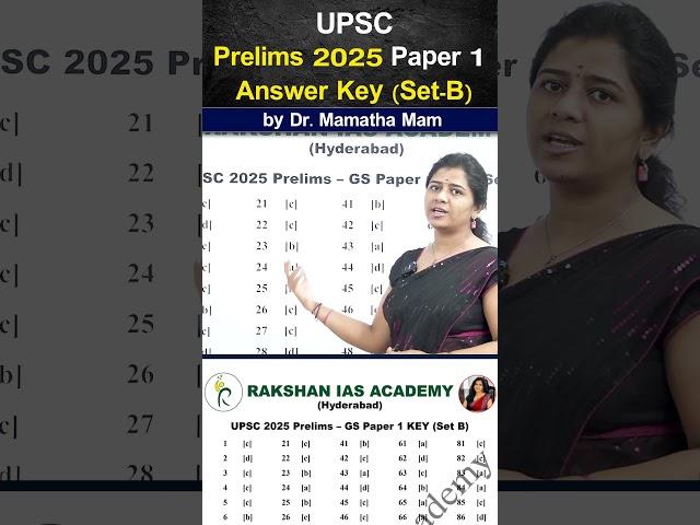 Watch Full Prelims KEY video (Link in Description) | Dr. Mamatha mam | Rakshan IAS Academy #upsc