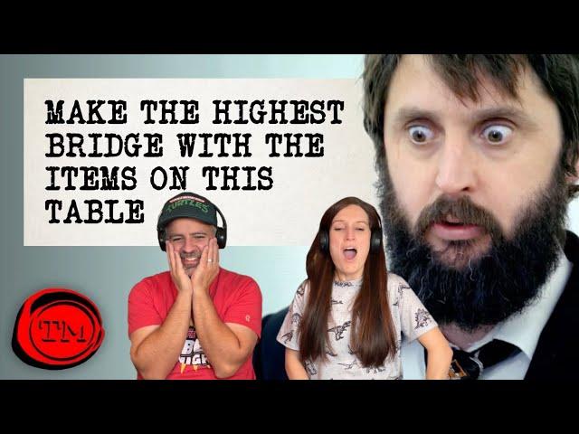 Taskmaster - Make the Highest Bridge with the Items on the Table REACTION