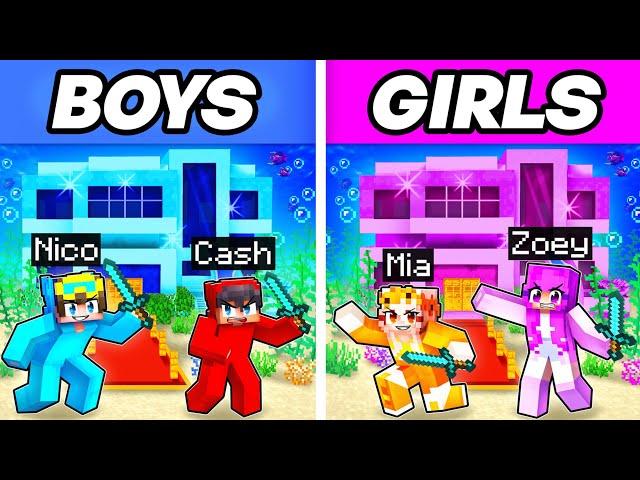 BOYS vs GIRLS UNDERWATER HOUSE Battle In Minecraft!