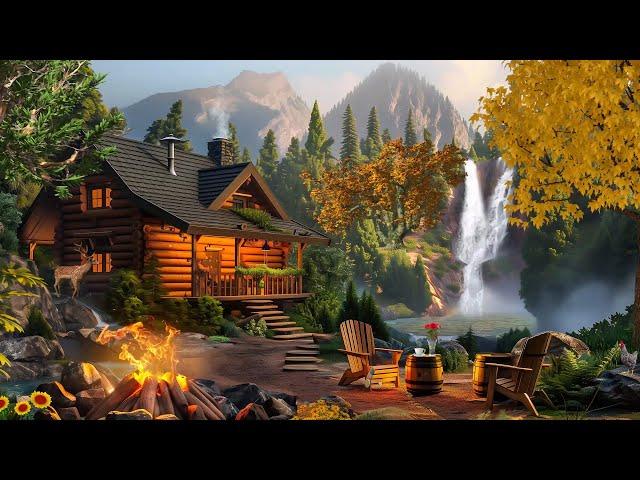 Enchanting Autumn Forests with Beautiful Piano Music, Peaceful Birdsong, and a Comforting Campfire