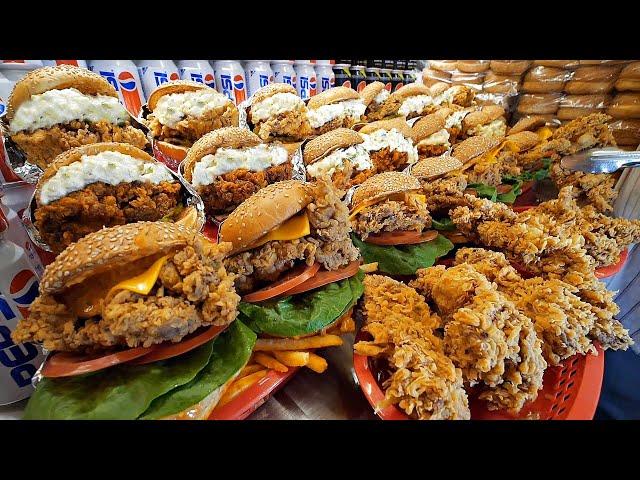 Giant fried chicken thighs! Amazing American Style Big Chicken Burger / Korean street food