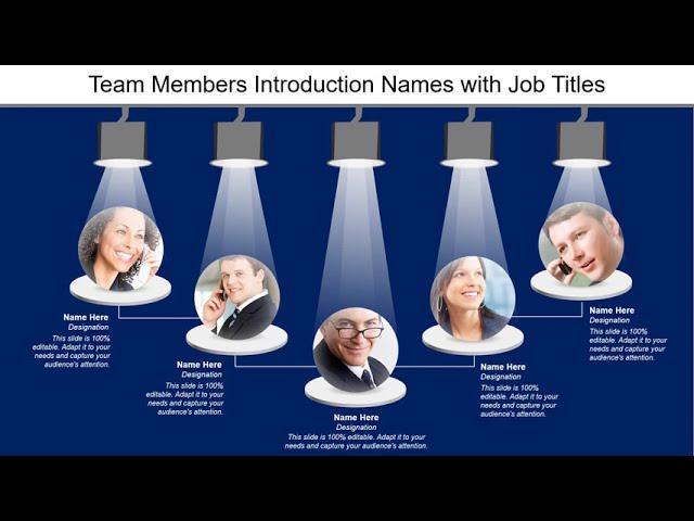 Team Members Introduction Names With Job Titles PPT Template