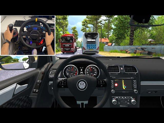 Volkswagen GOLF MK 6 GTI through Narrow Roads - Euro Truck Simulator 2 | Steering Wheel Gameplay