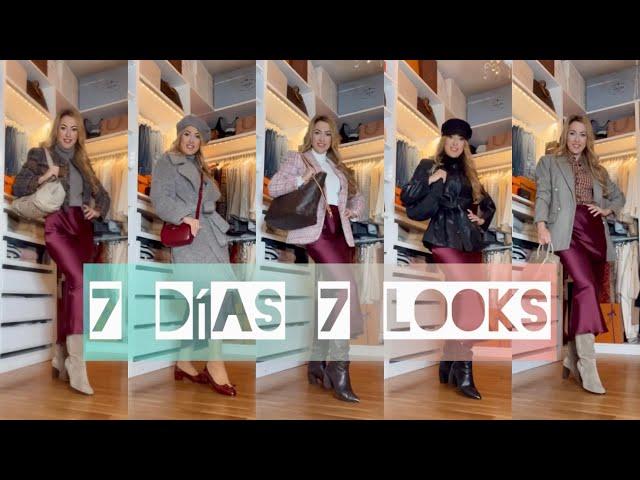 7 DAYS 7 LOOKS with BURDOUS ZARA FALDA | WINTER OUTFIT IDEAS SATÉN MIDI FALDA | Lidia Siori