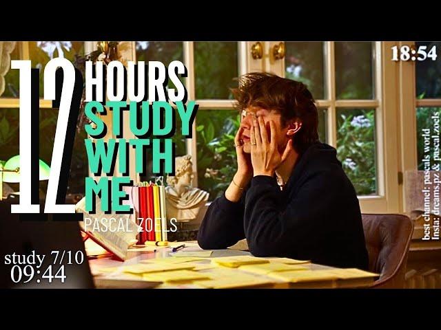 LIVE | 12-HOUR study with me (part 1)  rain sounds & pomodoro timer 60 & 10