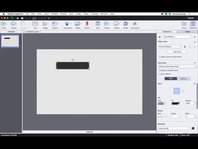 Adobe Captivate (2017 Release) for beginners using smart shape as a button