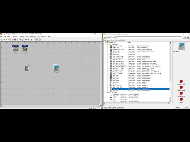 A simple WLAN using Opnet Modeler