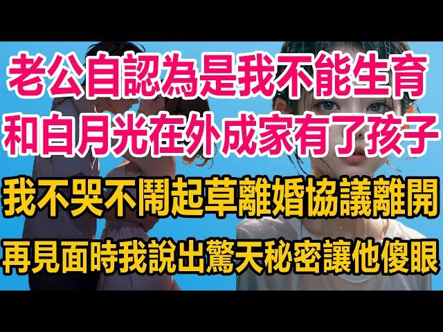 老公自認為是我不能生育，和白月光在外成家有了孩子，我不哭不鬧起草離婚協議離開，再見面時我說出驚天秘密，讓他傻眼#情感故事 #情感 #婚姻 #分享 #家庭#爽文 #爽文完结