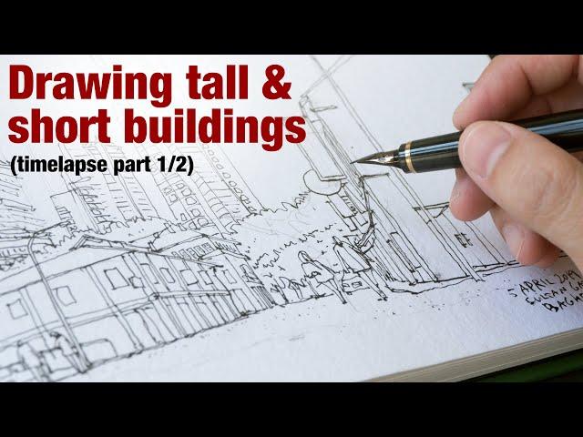Drawing tall & short buildings (timelapse part 1/2)