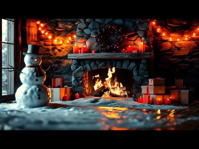 Cozy Christmas Fireplace 4K with Crackling Fire Sounds and Snowman for Relaxation at Home