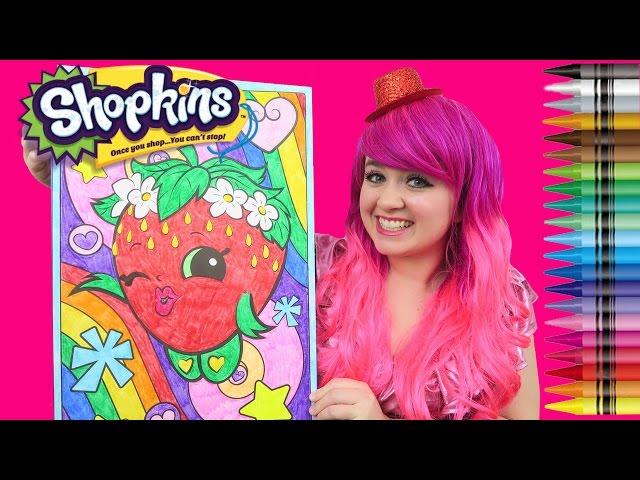 Shopkins Strawberry Kiss GIANT Coloring Page Crayola Crayons | COLORING WITH KiMMi THE CLOWN