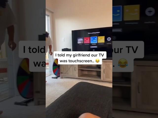 TOUCHSCREEN TV PRANK ON MY GIRLFRIEND  #shorts