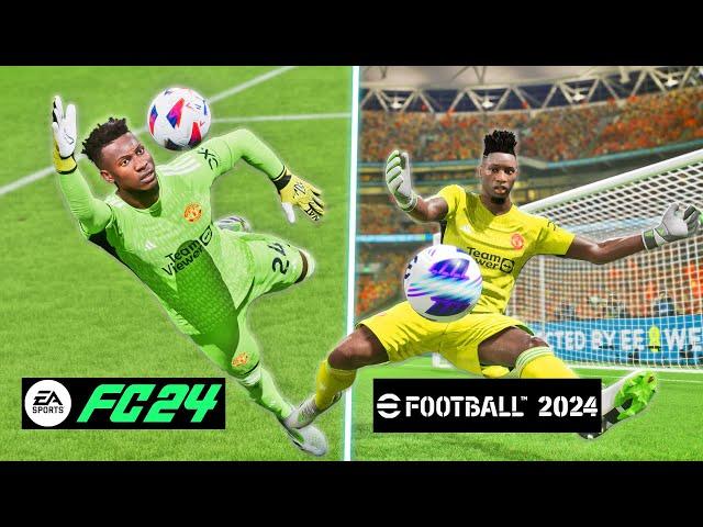 EA SPORTS FC 24 vs eFootball 2024 - Goalkeeper Saves Animation | Fujimarupes