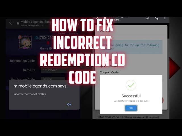 HOW TO FIX INCORRECT REDEMPTION CD KEY: HOW TO REDEEM MOBILE LEGEND DIAMOND