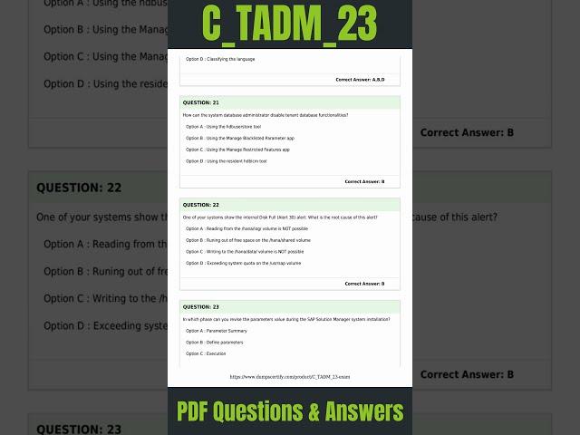 SAP Certified Technology Consultant - SAP S/4HANA System Administration Exam | C_TADM_23 Exam
