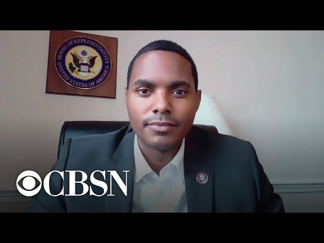Representative Ritchie Torres reacts to President Biden's address to congress