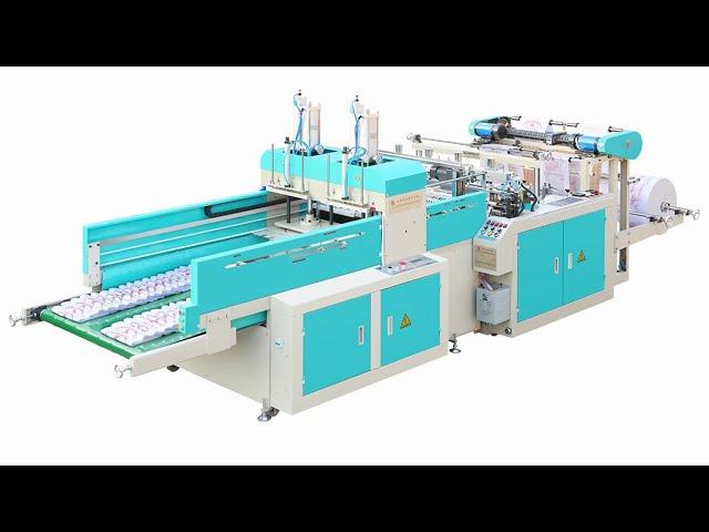 Full Automatic Double Line   Polythene Plastic  Carry Bag Making Machine