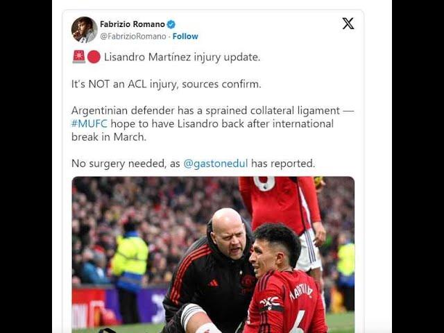 Lisandro Martinez injury update provided after going off vs West Ham