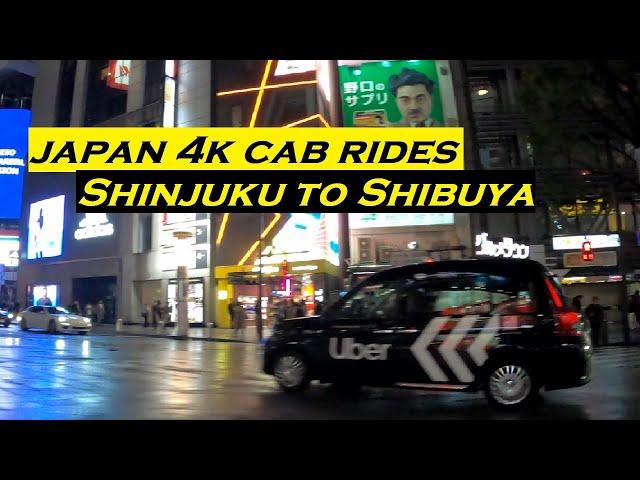 Japan 4k Cab Rides | Shinjuku to Shibuya | Tokyo Nightlife Taxi PoV