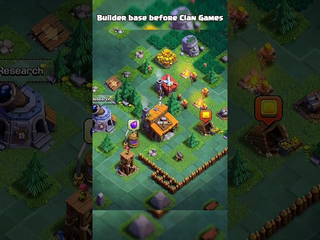 Builder base before and after Clan Games  ll Clash of clans ll #shorts #clashofclans #coc
