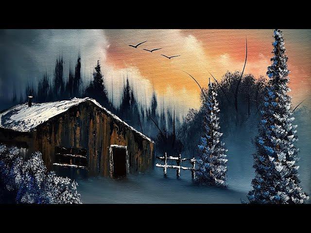 S2 Ep17 MNM Sunset Cabin Landscape #LIVEArt #OilPainting #FreeTutorial #PaintWithJosh #BobRoss