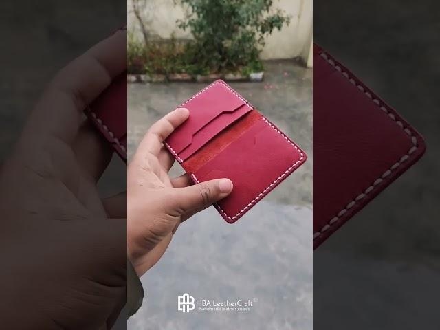 "Red Leather Wallet | Handmade Card Holder with Contrast Stitching#LeatherCraft" #handmadestrap #DIY