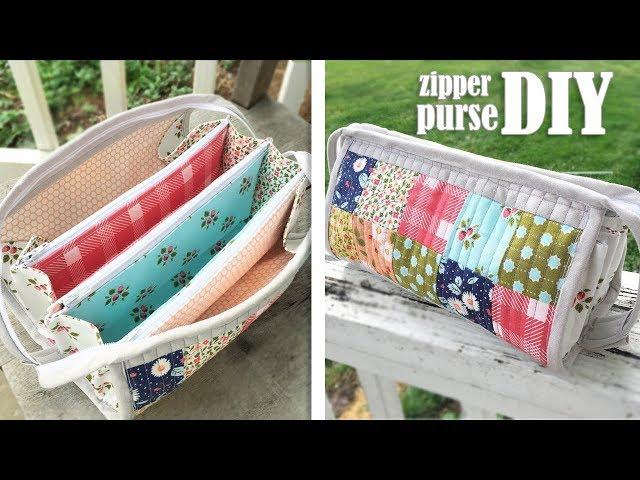 DIY TRIPLE ZIPPER POUCH BAG CUY & SEW // Popular Design Purse Bag Summer 2019