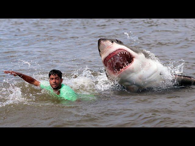 Shark Attack on Fishing Boat | fun made great white shark attack video part 6