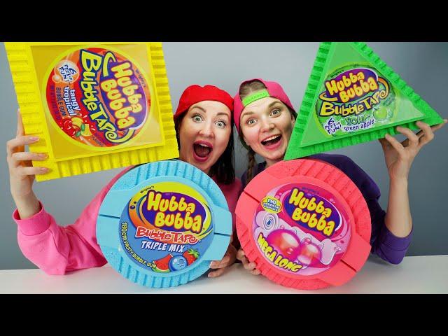 Гигантский Геометрический Hubba Bubba 기하학적 풍선껌 챌린지 Мукбанг от Пико Поки