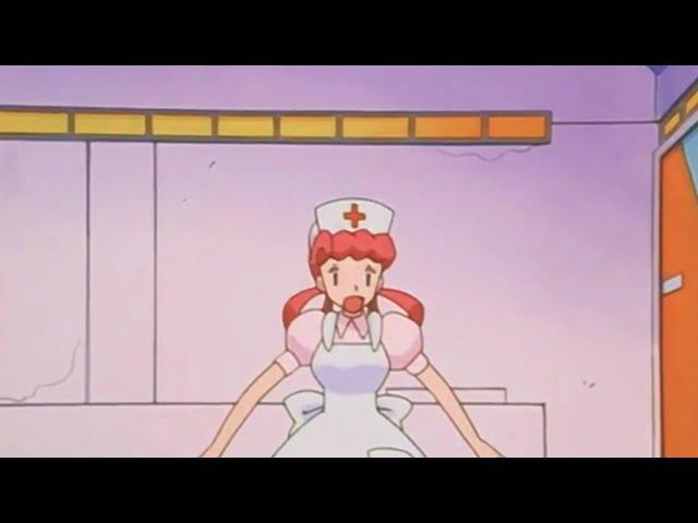 Nurse Joy afraid to water type pokemon